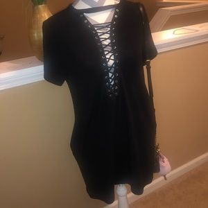 Fashion Nova Cross Up Tunic/T-Shirt Dress OS